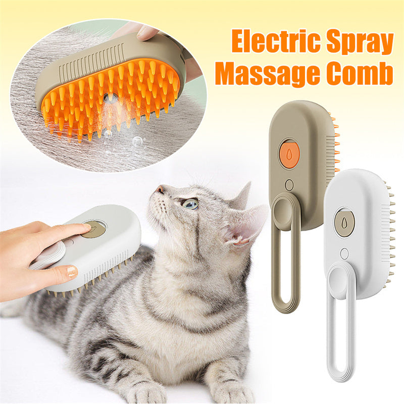 3-in-1 Electric Pet Steam Brush for Cats & Dogs – Grooming Comb, Hair Removal & Massage