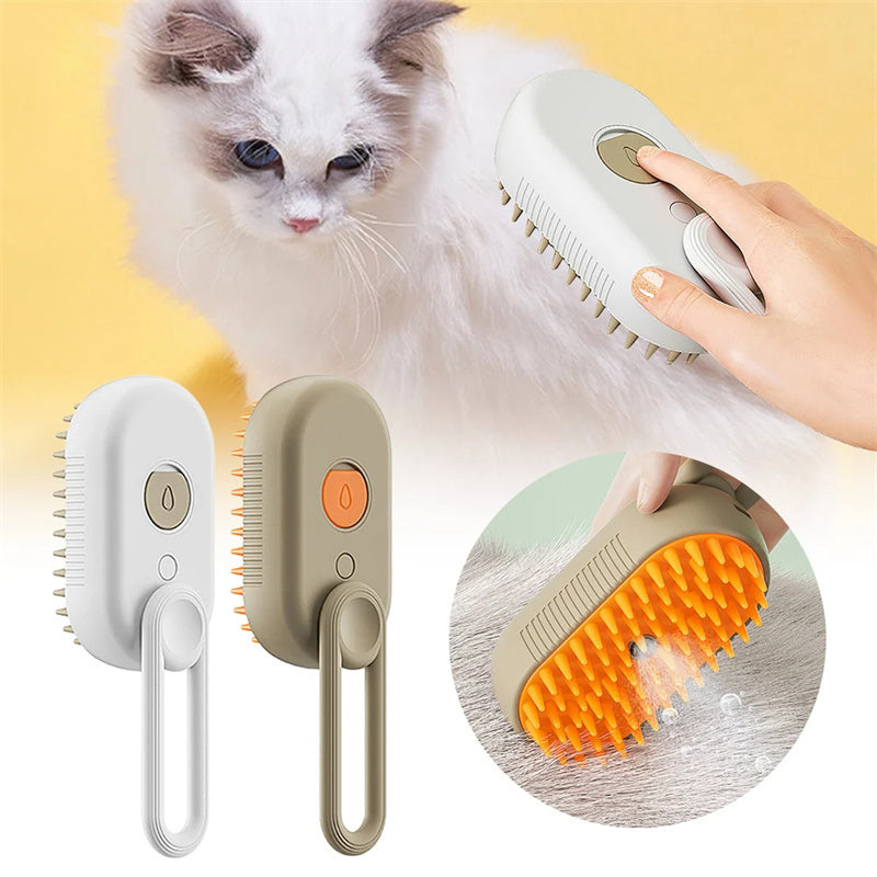 3-in-1 Electric Pet Steam Brush for Cats & Dogs – Grooming Comb, Hair Removal & Massage