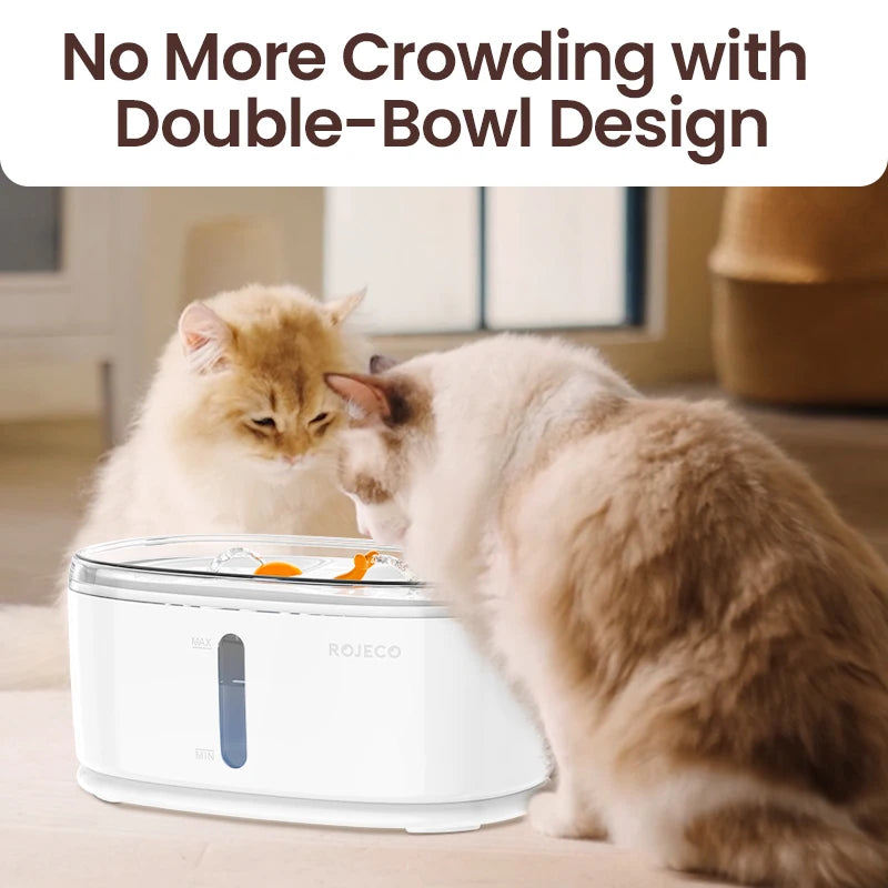ROJECO Automatic Pet Water Fountain | Dual Bowl Cat & Dog Water Dispenser for Multiple Pets