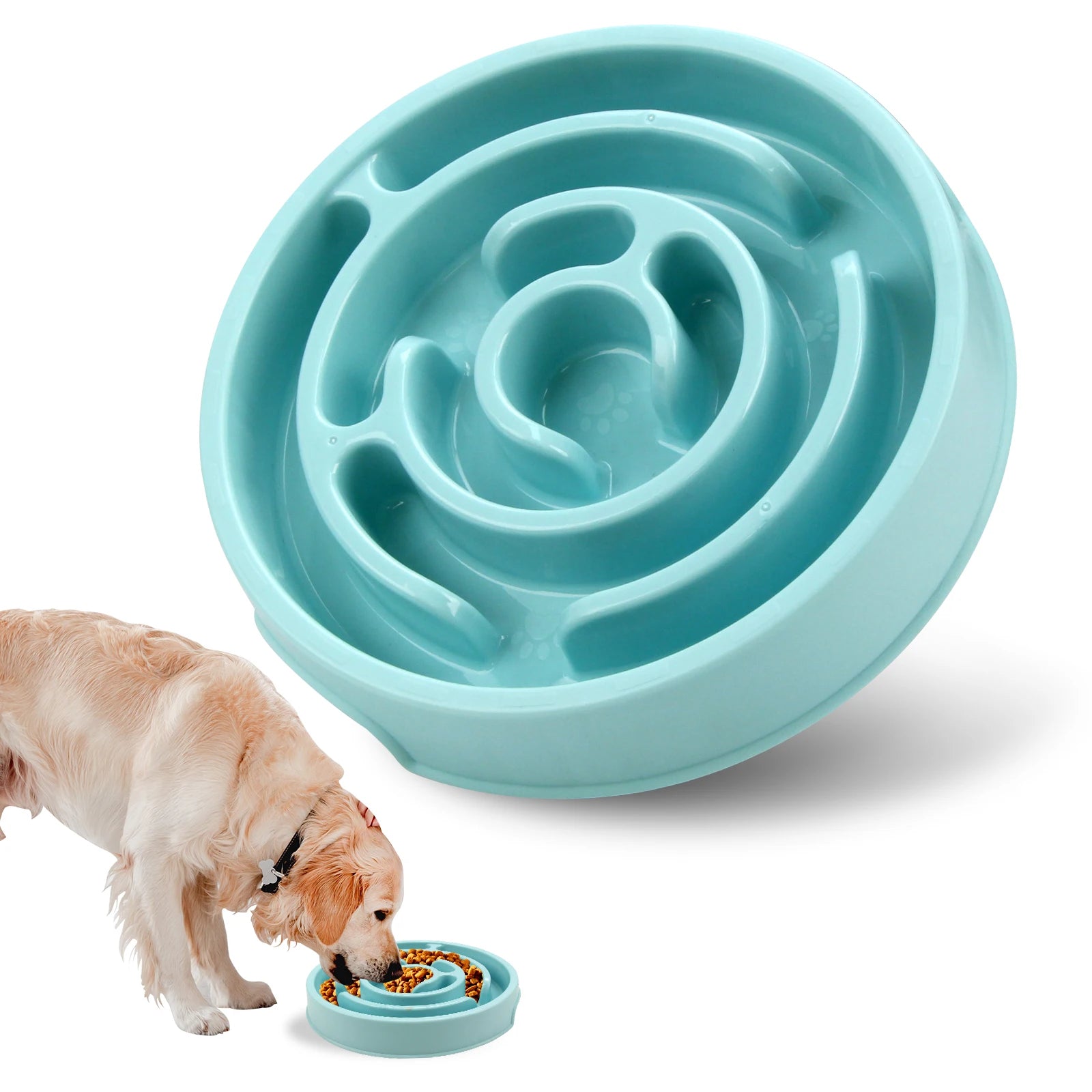 Pet Dog Cat Slow Feeder Bowl Fun Non Slip Anti-Gulping Slower Food Feeding Dishes Eco Dog Bowl for Large Medium Small Cat Dogs Puppy