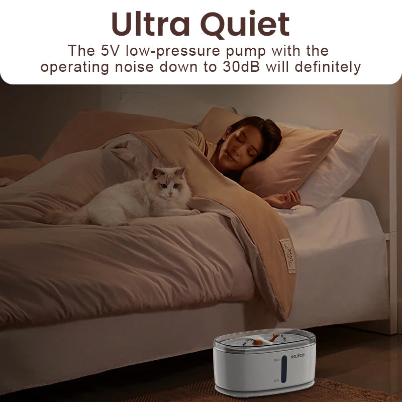 ROJECO Automatic Pet Water Fountain | Dual Bowl Cat & Dog Water Dispenser for Multiple Pets