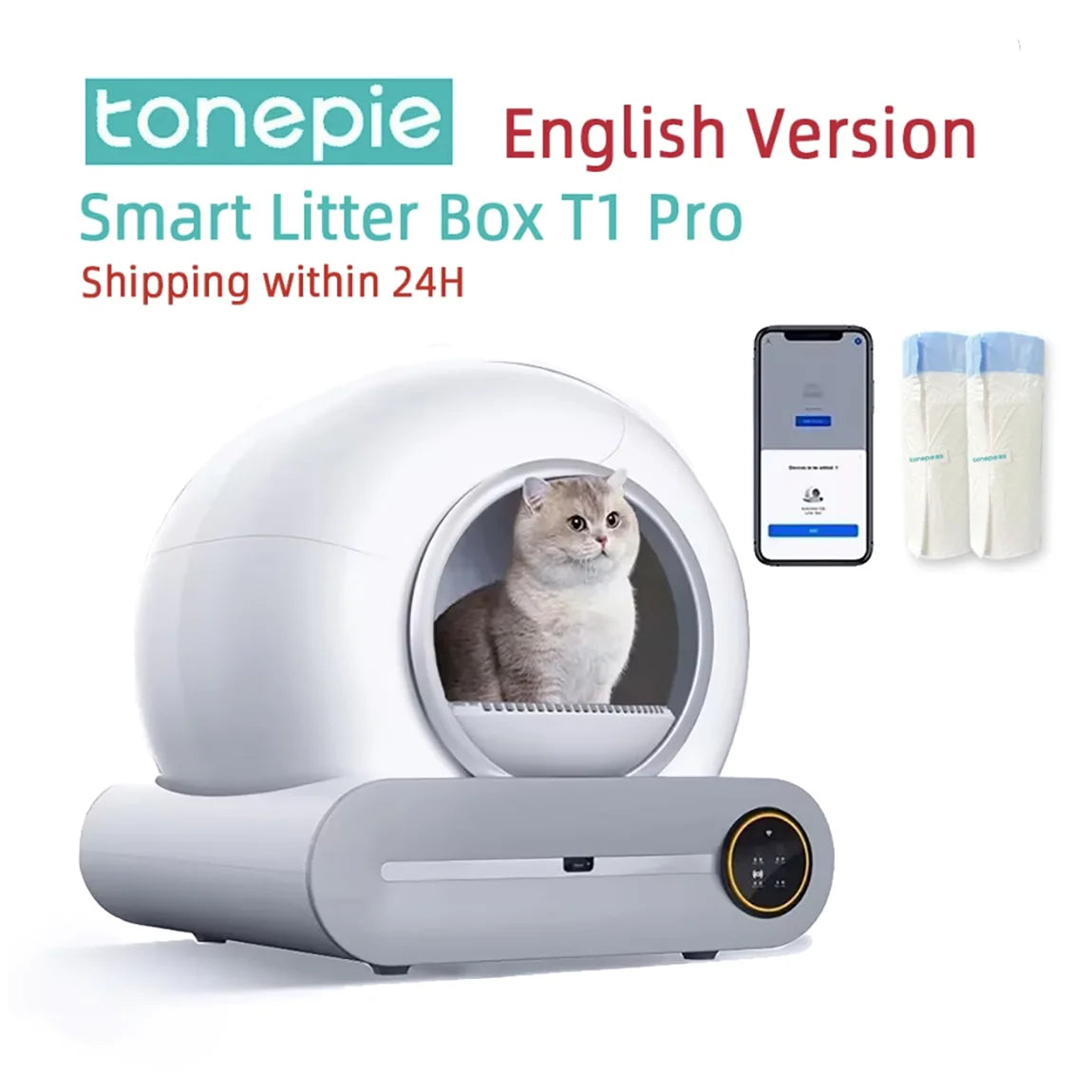 Tonepie 65L Automatic Smart Cat Litter Box – Self-Cleaning, Odor-Free & Fully Enclosed Pet Toilet | Affordable Alternative to Litter-Robot
