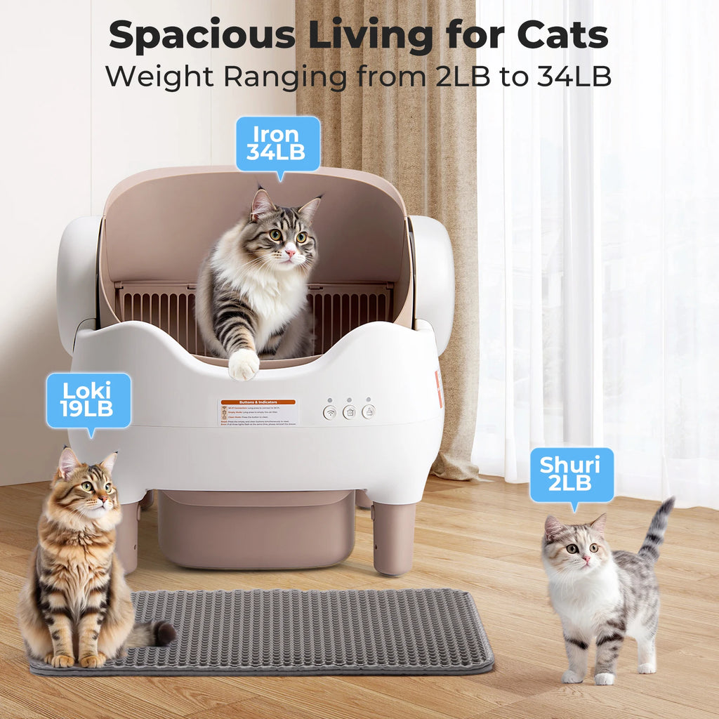 Smart Self-Cleaning Cat Litter Box with APP Control – Odor-Free, Multi-Cat Automatic Litter Box | Affordable Alternative to Litter-Robot – Save $200 Today