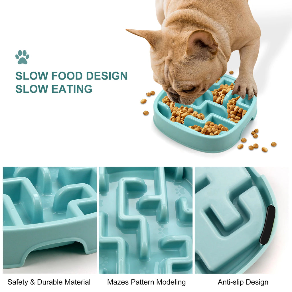 Pet Dog Cat Slow Feeder Bowl Fun Non Slip Anti-Gulping Slower Food Feeding Dishes Eco Dog Bowl for Large Medium Small Cat Dogs Puppy