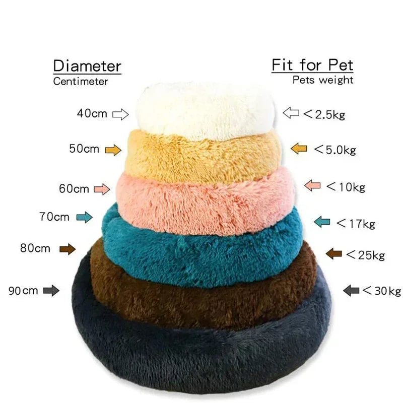 Round Plush Pet Bed for Dogs & Cats | Super Soft, Warm & Comfortable Sleeping Bed (40–90cm)