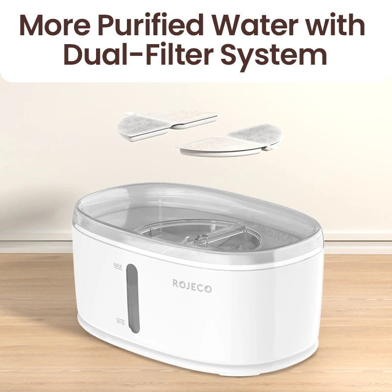 ROJECO Automatic Pet Water Fountain | Dual Bowl Cat & Dog Water Dispenser for Multiple Pets