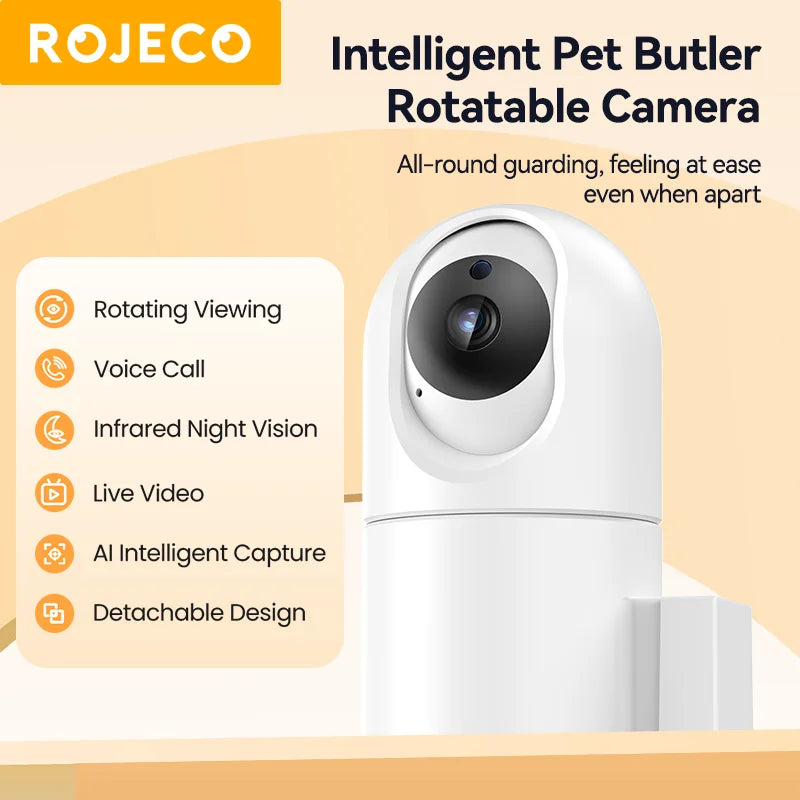 ROJECO 4L Automatic Cat Feeder with Camera | Smart WiFi Pet Food Dispenser with Voice & Video