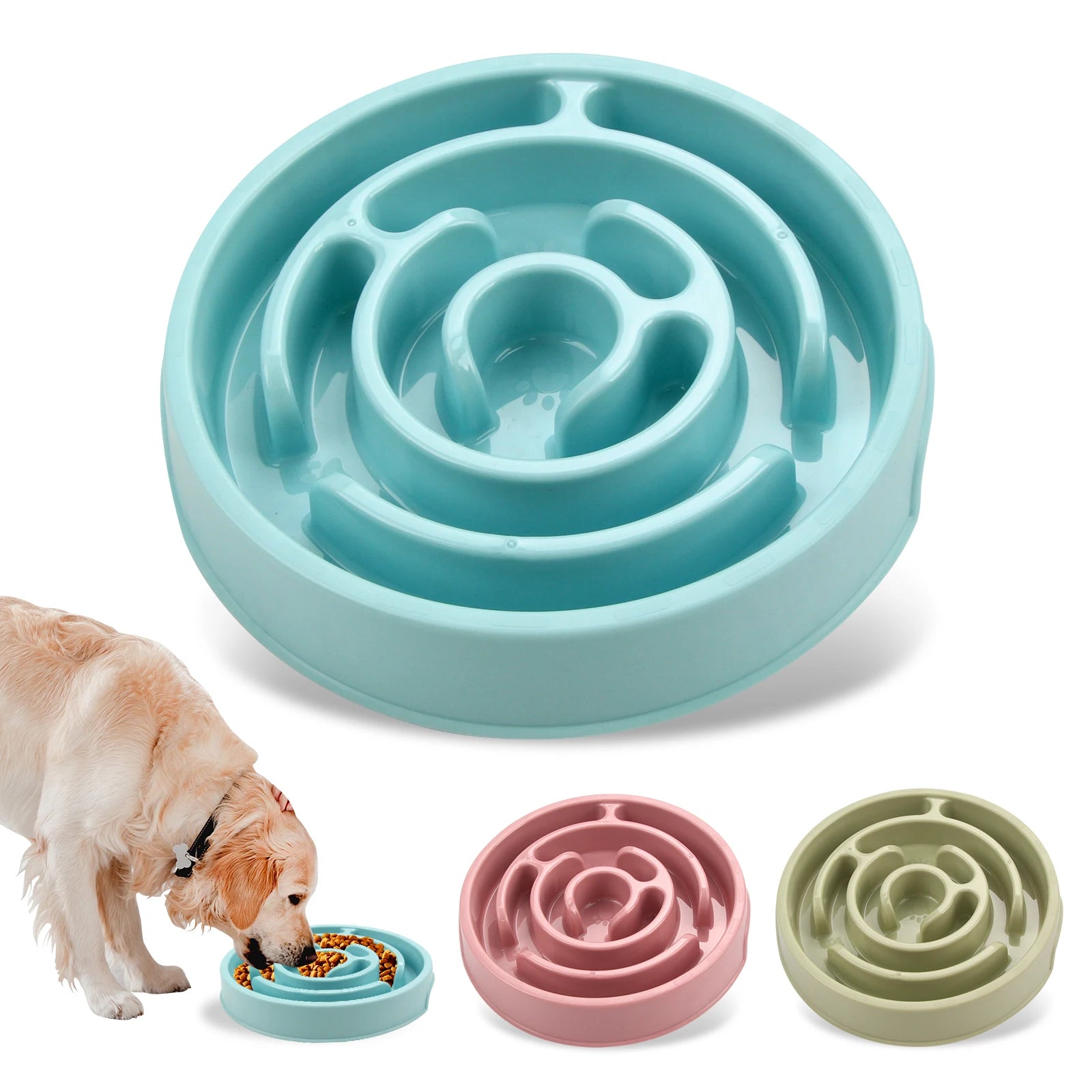 Pet Dog Cat Slow Feeder Bowl Fun Non Slip Anti-Gulping Slower Food Feeding Dishes Eco Dog Bowl for Large Medium Small Cat Dogs Puppy
