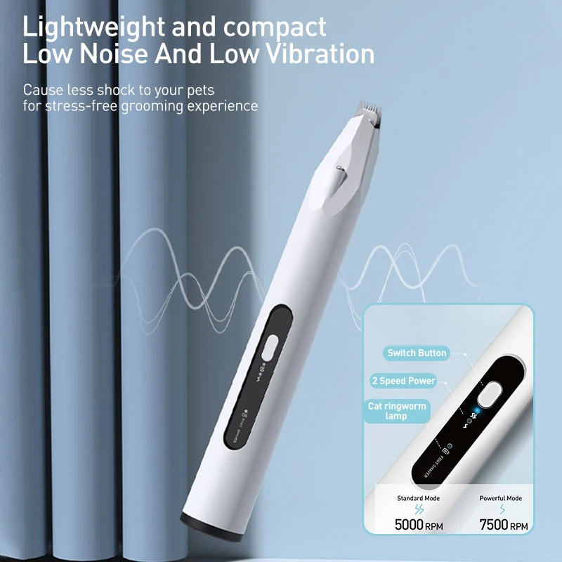Professional Dog Hair Trimmer – Rechargeable Pet Grooming Clippers for Dogs & Cats, Electric Shaver for Paw, Face & Haircut