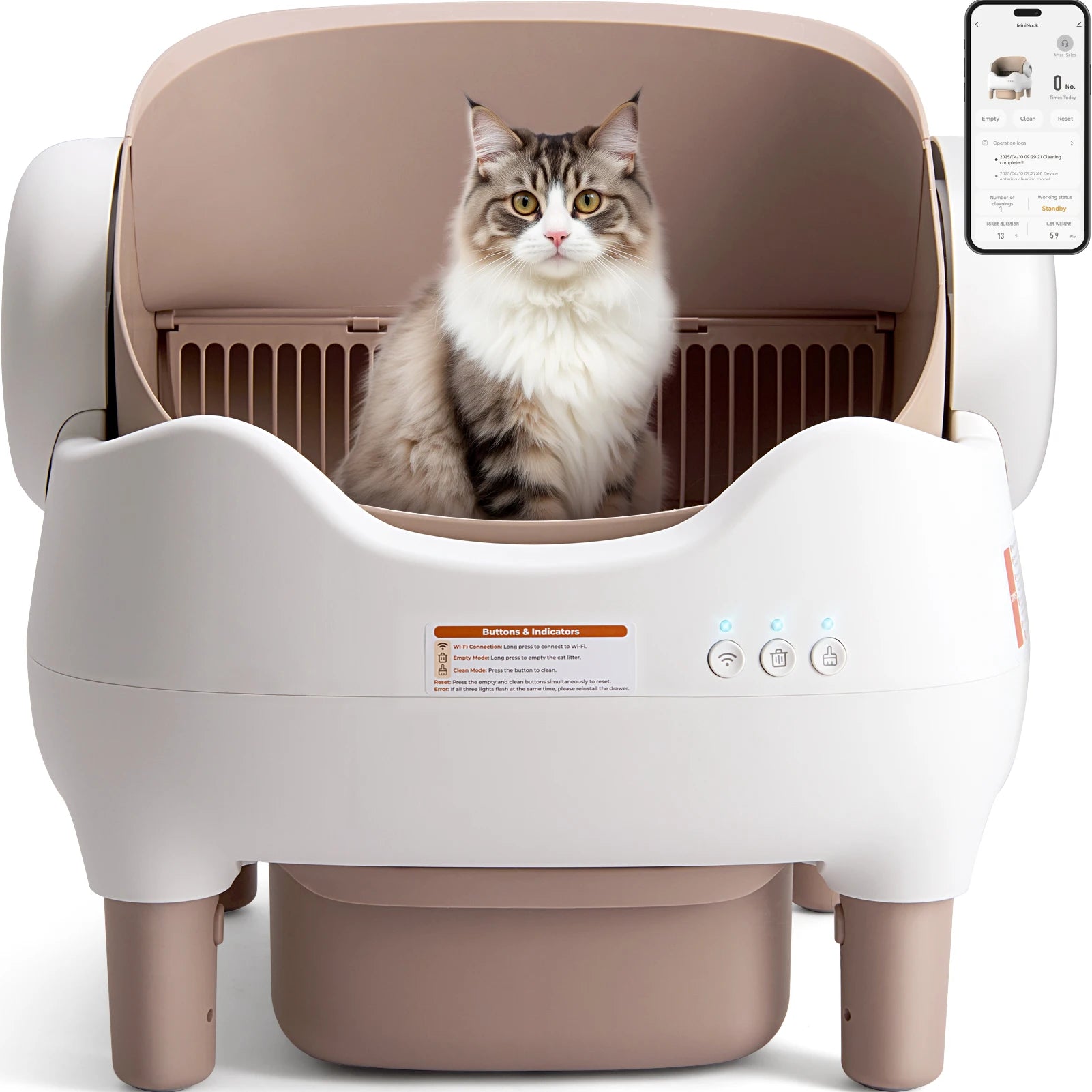 Smart Self-Cleaning Cat Litter Box with APP Control – Odor-Free, Multi-Cat Automatic Litter Box | Affordable Alternative to Litter-Robot – Save $200 Today