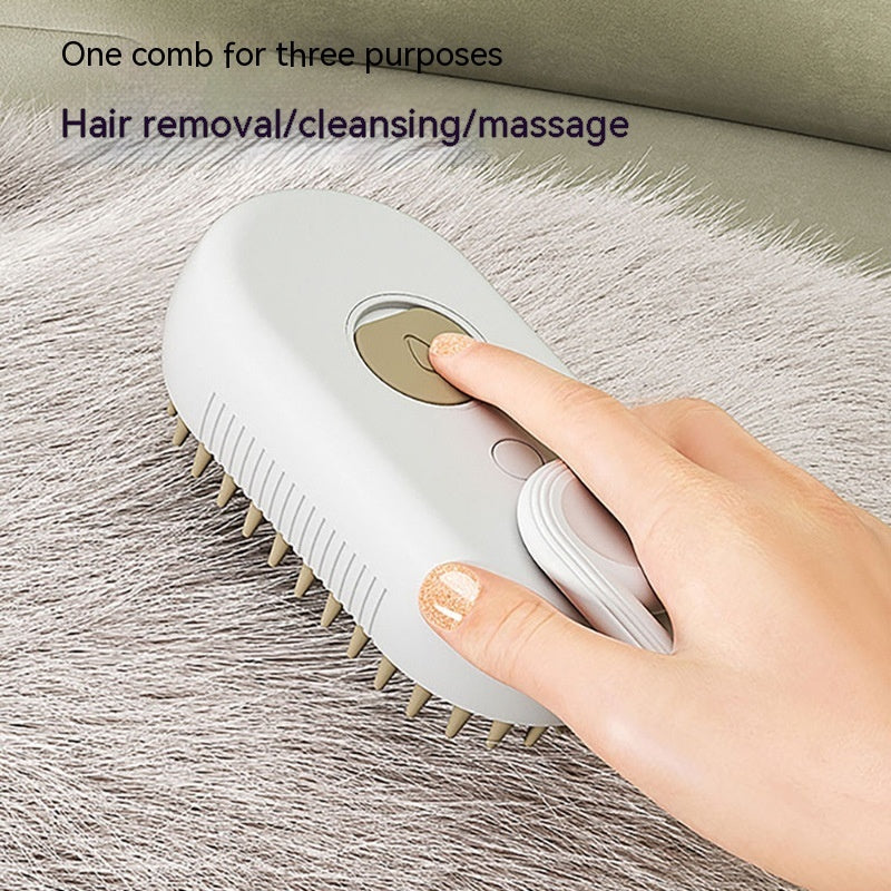 3-in-1 Electric Pet Steam Brush for Cats & Dogs – Grooming Comb, Hair Removal & Massage